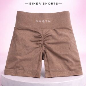 NVGTN Scrunch Butt Shorts Size S Brown Seamless High Waisted Gym Activewear